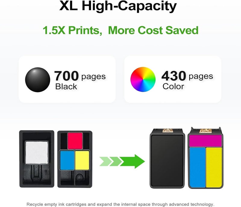 Ankink High Yield 61xl Black Color Ink Cartridge Combo Pack HP 61 HP61 XL Hp61xl Print Ink for HP Envy 4500 5530 4502 5535 5534 officejet 4630 4635 Deskjet 1000 1010 1510 Printer(1Black 1Tri-Color) - Image 4