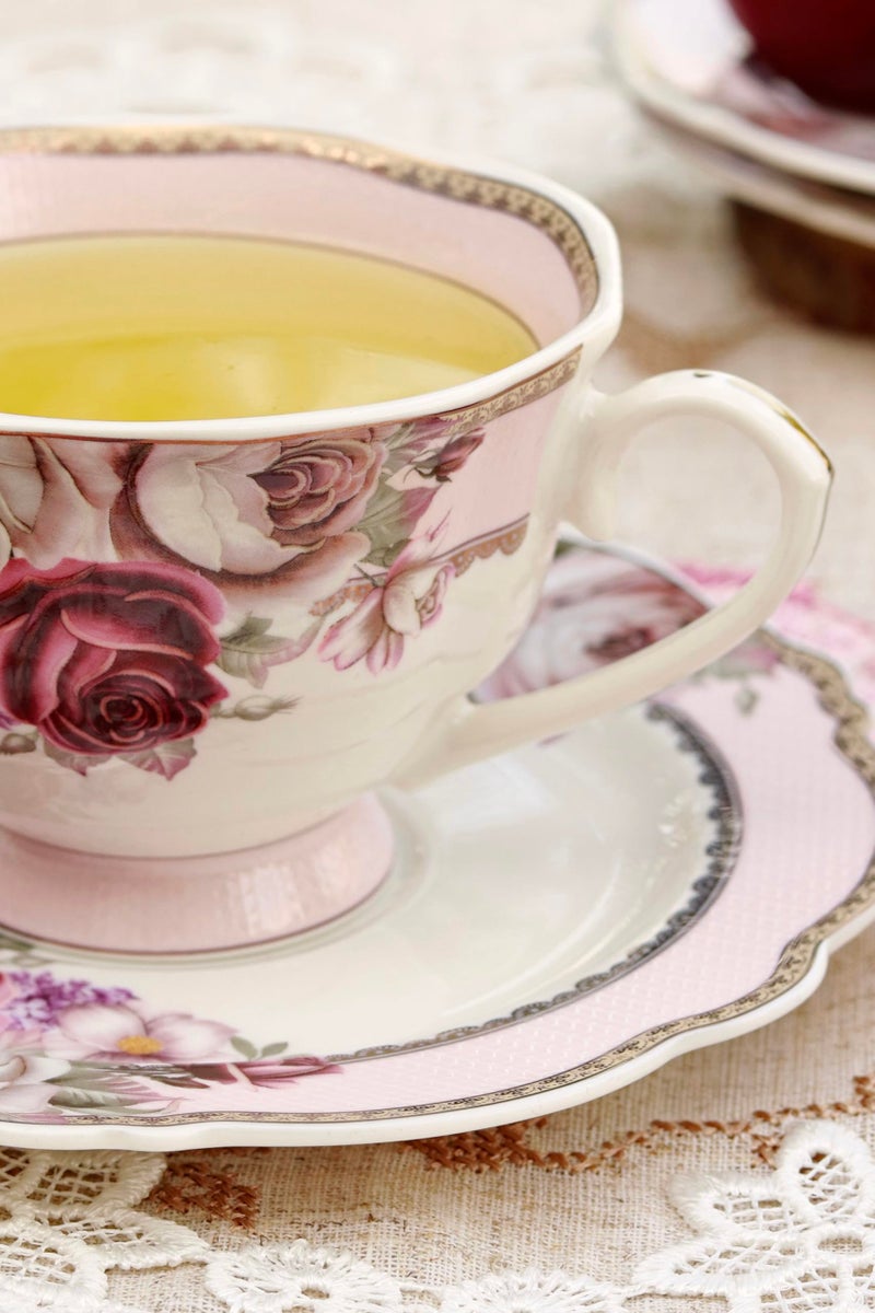 Vigneto Floral Rose Garden Cup and Saucer Set (Vintage Collection) for Tea/Coffee/Hot Drinks | Set of 6 Cup & 6 Saucers, 210 ML | Finest Premium Porcelain | Lead Free | Scratch Resistant | Chip Resistant - Image 5