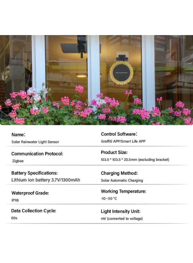 Tuya Smart Zigbee Sunlight & Rain Sensor – Solar Charging, Real-time Detection, Smart Life App Controlled for Outdoor House Use - Image 5