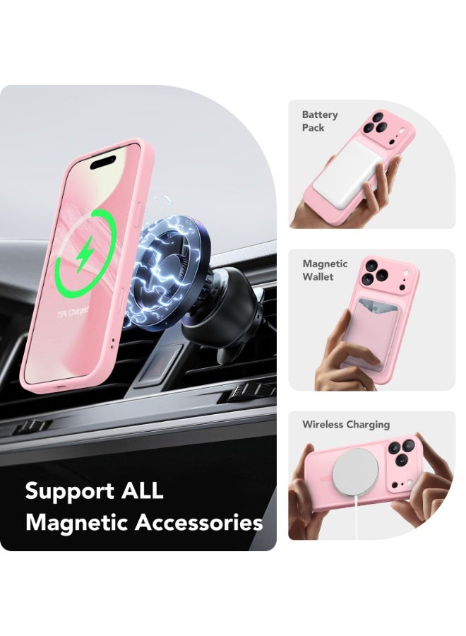 كبرارو غطاء آيفون 17 برو مع MagSafe، مغناطيس قوي، زر معدني للكاميرا، ‏[حماية كاملة للكاميرا] ‏[واقي شاشة]، غطاء سيليكون مقاوم للصدمات، متوافق مع ملحقات MagSafe، باللون الوردي الخوخي - Image 3
