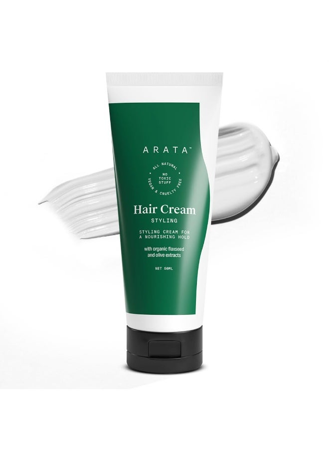 Arata Styling Hair Cream | For All Hair Types |Reduces Frizz & Tames Flyaways | Adds Soft Hold and Control to Short Hair | No Sulphate,Paraben,Silicone | 50ml - Image 1