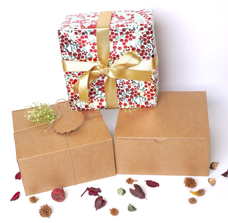 mudrit Kraft Gift Boxes, Thick Kraft Paper Boxes With Lids, Tags & Jute Rope For Gifts, Wedding Favours, Bridesmaid Proposals, Cupcakes, Crafting (Brown)-8X8X4 Inches, 10 Pack - Image 5