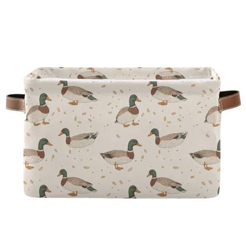 ALAZA Mallard Duck Yellow Foldable Storage Box Storage Basket Organizer Bins with Handles for Shelf Closet Living Room Bedroom Home Office 1 Pack - Image 1