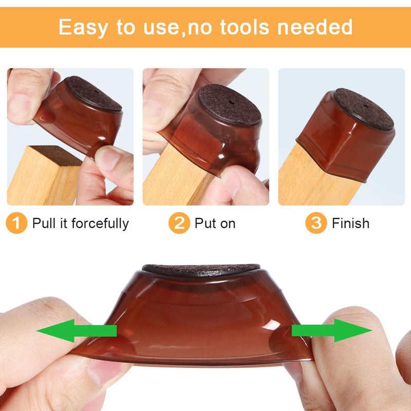 OASMU 32 Pcs Chair Leg Protectors for Hardwood Floors, Silicone Felt Furniture Leg Cover Pad for Protecting Floors from Scratches and Noise, Smooth Moving, Small(Fit Round Diameterï¼š5/16" to 1-5/16") - Image 4