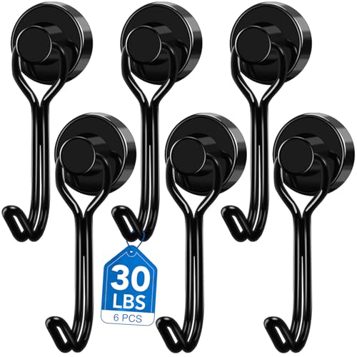 LOVIMAG Hooks, 30lbs+ Magnetic Magnet Hook 2025 Cruise Cabin Ship Essentials Heavy Duty Strong Refrigerator Fridge Hanging for Classroom Beach Vacation Kitchen Grills Home Mug Hanger (6 Pack) - Image 1