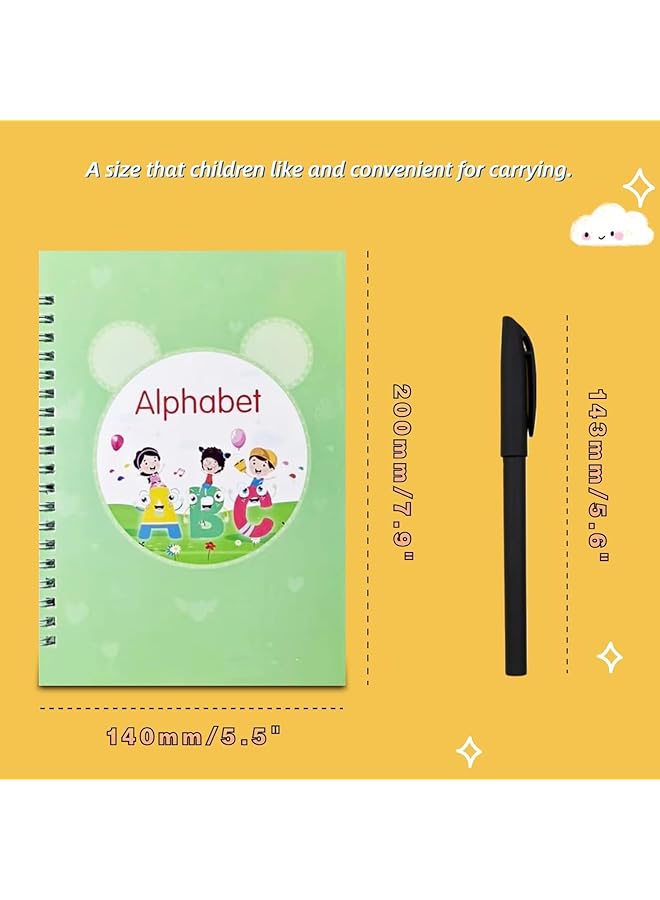 erorex Reusable Grooved Handwriting Workbooks Magic Copybook Magic Writing Practice Copy Books Practice Copybook For Age 3 5 Calligraphy Simple Hand Lettering 5 Books With Pens . - Image 2