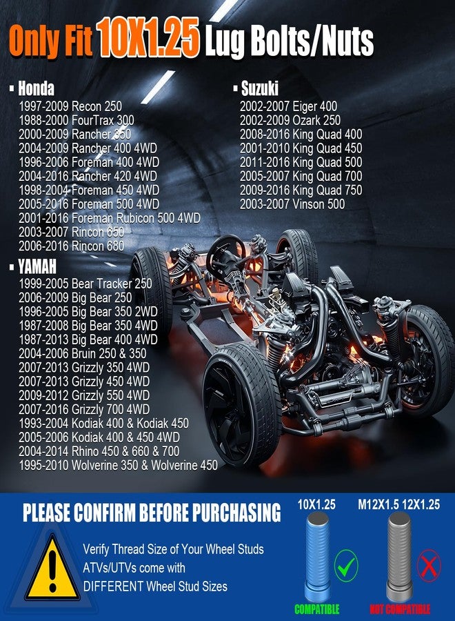 GAsupply فواصل عجلات GAsupply ATV 4x110 مقاس 2 بوصة، فواصل محولات عجلات ATV سوداء، فتحة محور 74 مم، مسامير 10×1.25، متوافقة مع هوندا، سوزوكي، بومباردييه، عبوة من قطعتين - Image 2