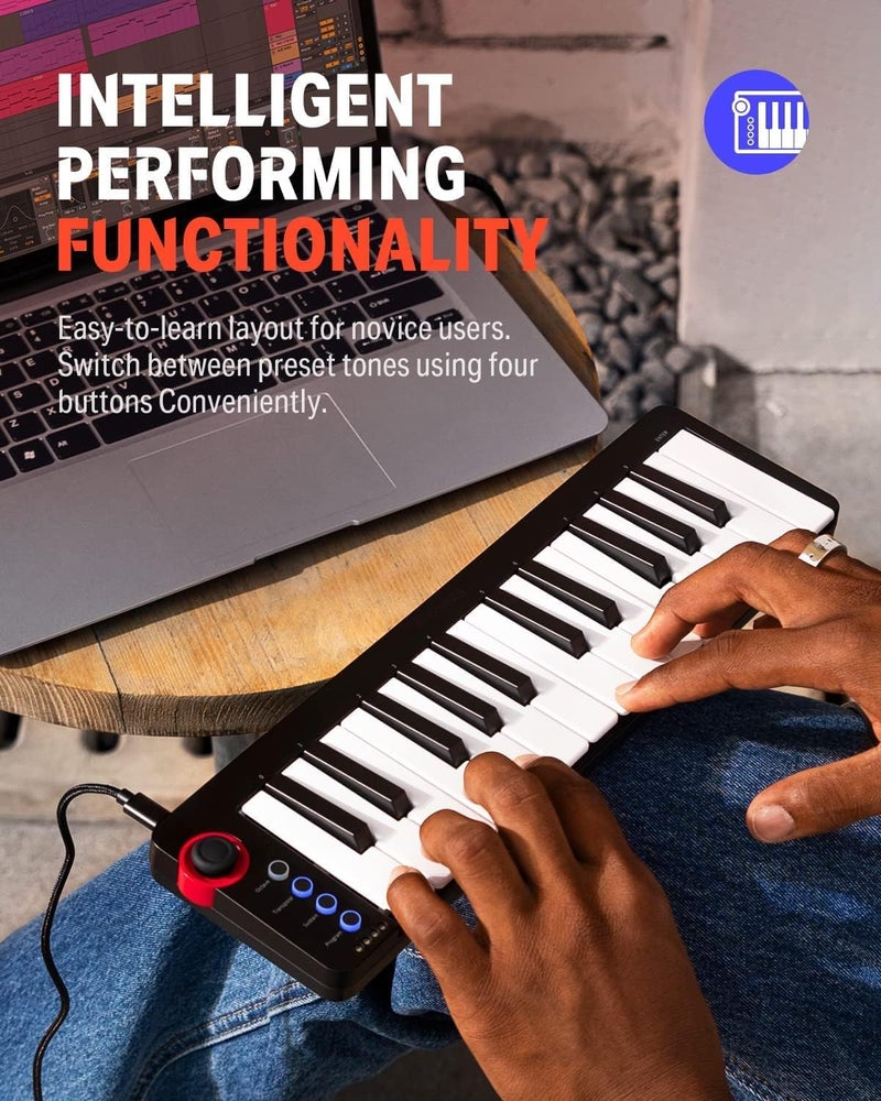Donner Mini MIDI Keyboard, N-25 25 Key MIDI Controlle with Velocity-Sensitive Mini Keys&Light-up Rocker and Music Production Software Included, Small MIDI Keyboard with 40 Free Courses - Image 5