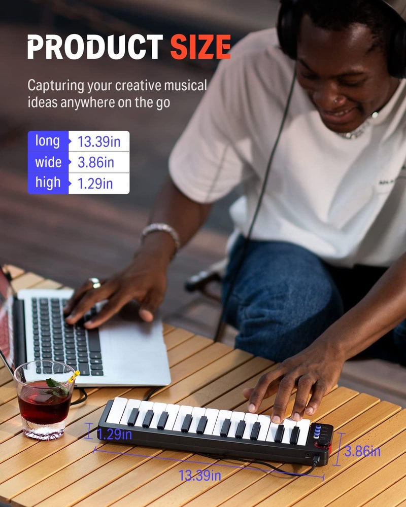 Donner Mini MIDI Keyboard, N-25 25 Key MIDI Controlle with Velocity-Sensitive Mini Keys&Light-up Rocker and Music Production Software Included, Small MIDI Keyboard with 40 Free Courses - Image 3