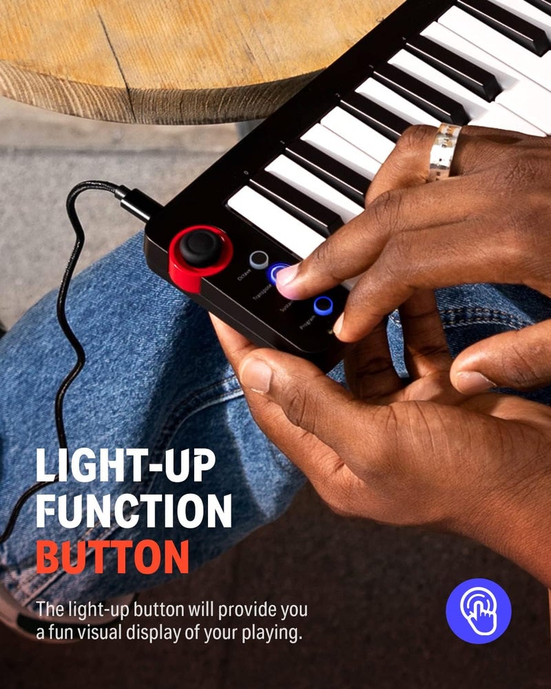 Donner Mini MIDI Keyboard, N-25 25 Key MIDI Controlle with Velocity-Sensitive Mini Keys&Light-up Rocker and Music Production Software Included, Small MIDI Keyboard with 40 Free Courses - Image 2