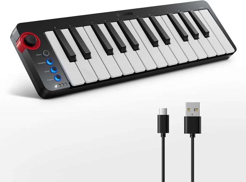 Donner Mini MIDI Keyboard, N-25 25 Key MIDI Controlle with Velocity-Sensitive Mini Keys&Light-up Rocker and Music Production Software Included, Small MIDI Keyboard with 40 Free Courses - Image 1