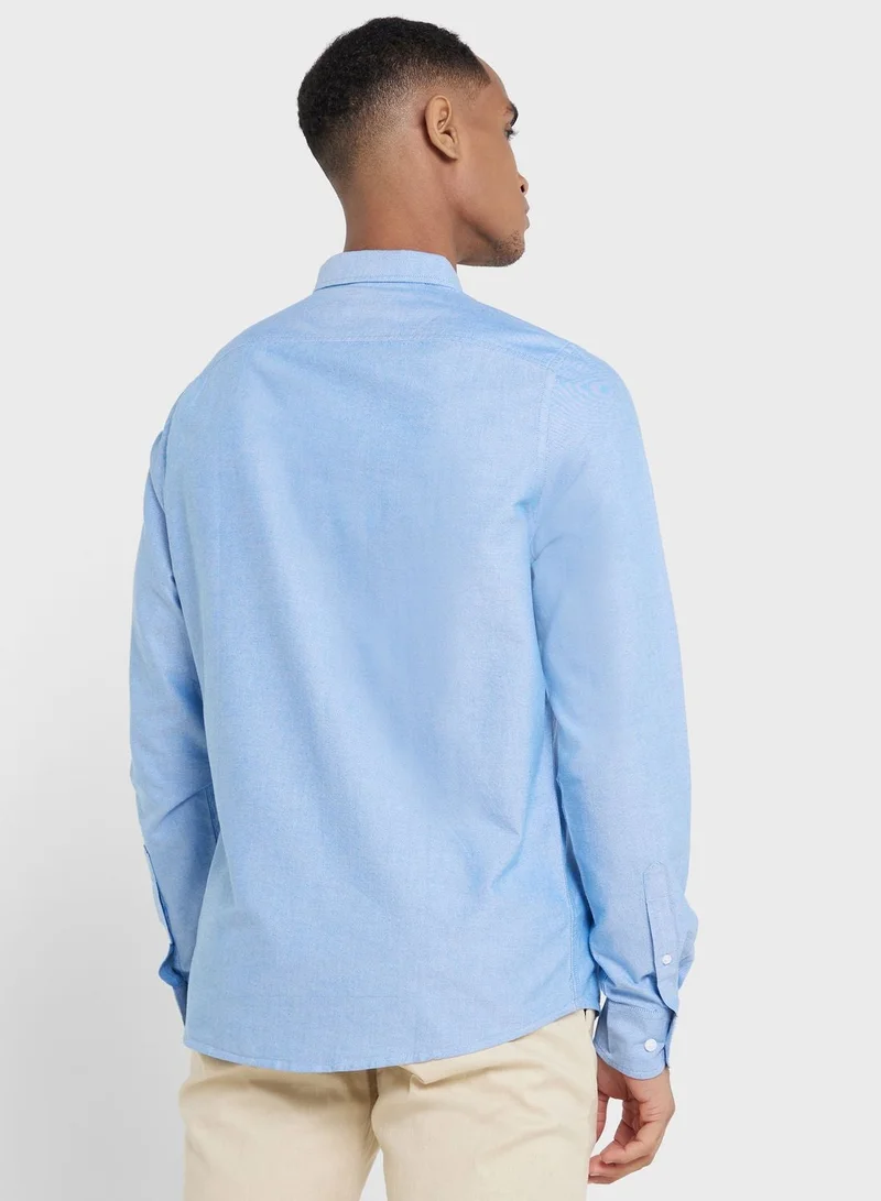 Thomas Scott Thomas Scott Men Blue Slim Fit Pure Cotton Casual Sustainable Shirt