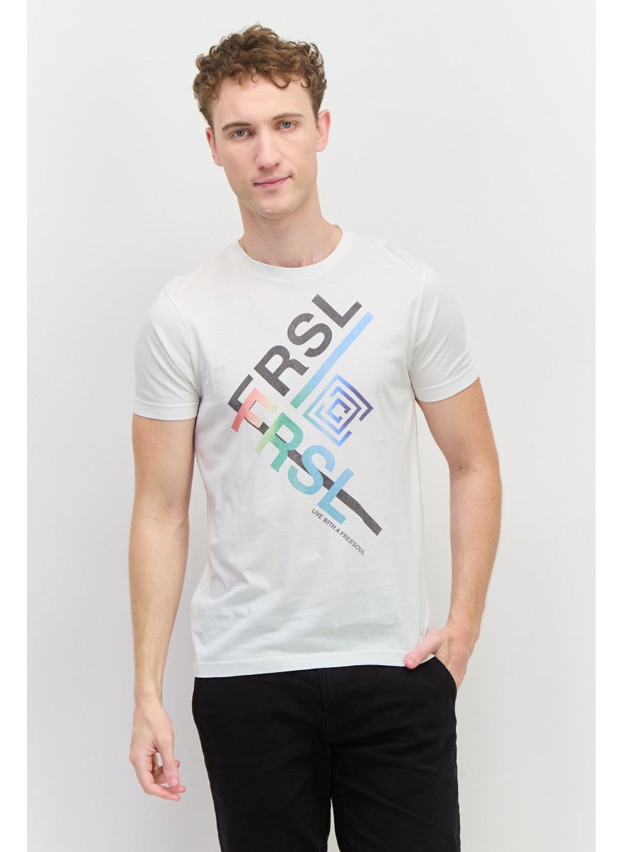 Free Soul - Men Crew Neck Short Sleeve Printed Troon T-shirts, White - Image 1