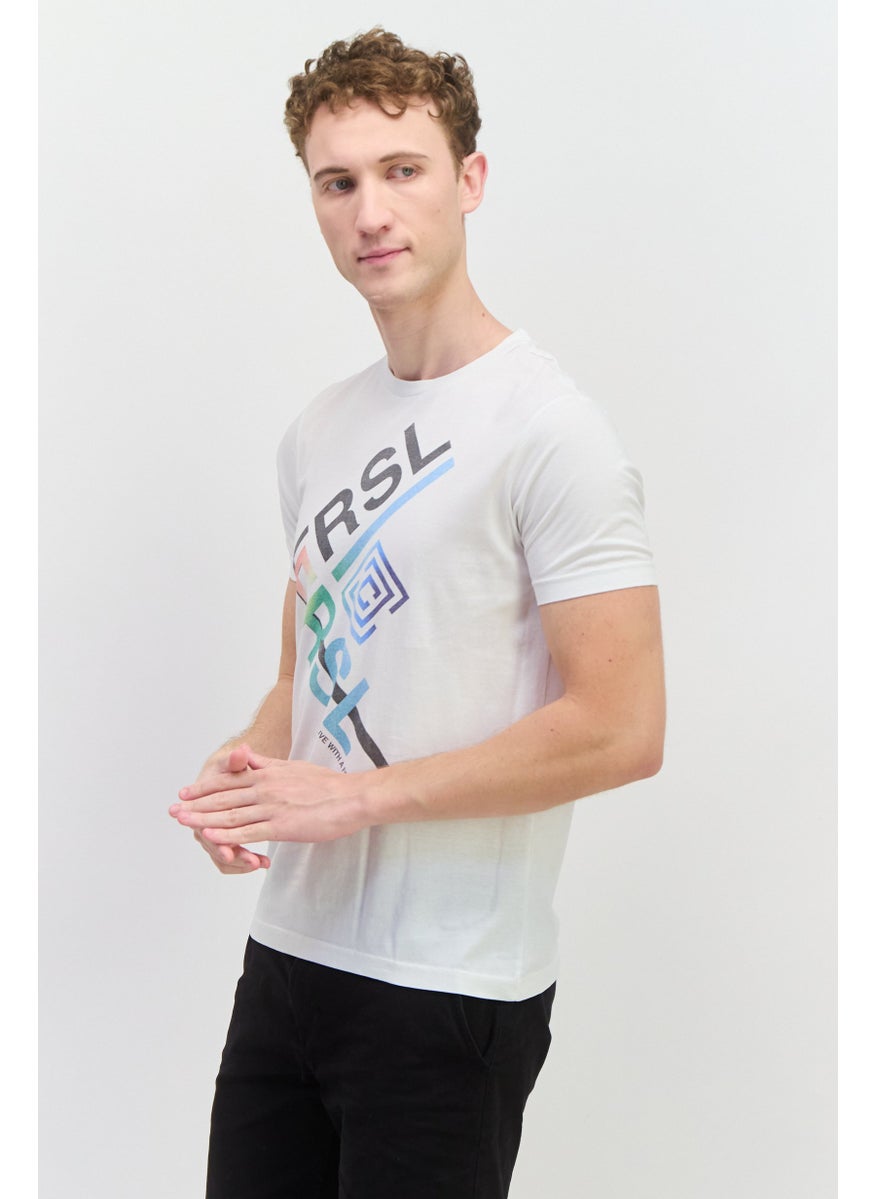 Free Soul - Men Crew Neck Short Sleeve Printed Troon T-shirts, White - Image 1