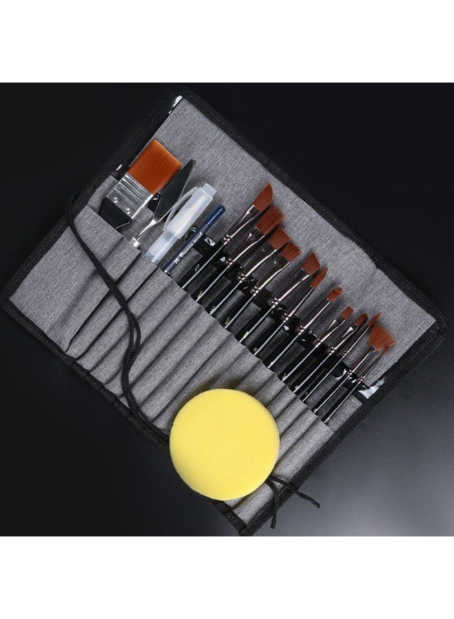 NOVOLAN Paint Brush Set 18Pcs Artist Paint Drawing Painting Watercolor Brush Painting Brush, Multi-Purpose Nylon Wool Watercolor Brush 18 Sets Of Acrylic Brush Canvas Painting Bag Painting Material - Image 1
