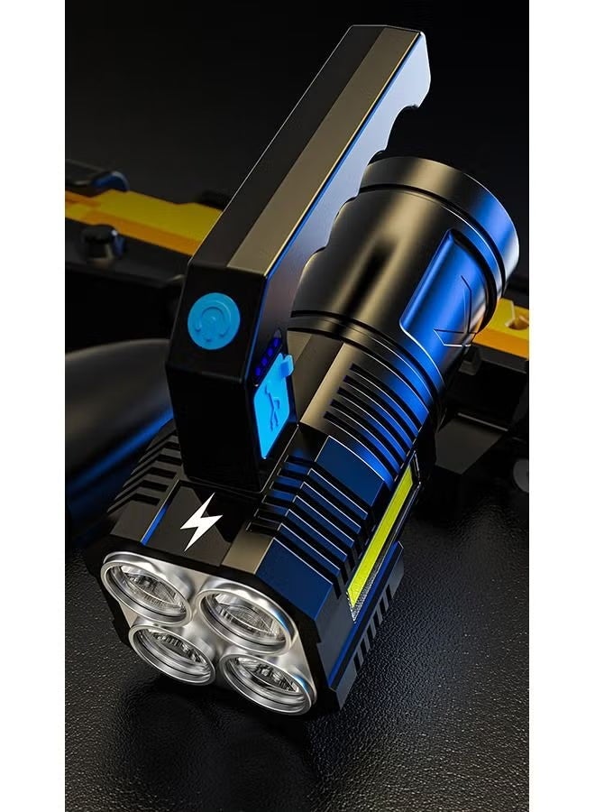 Flashlight USB Rechargeable High Lumens Tactical Light with Sidelight 4X LED Zoomable Handheld Super Brightest Flashlights Portable Torch for Outdoor Camping Emergency Lantern - Image 1