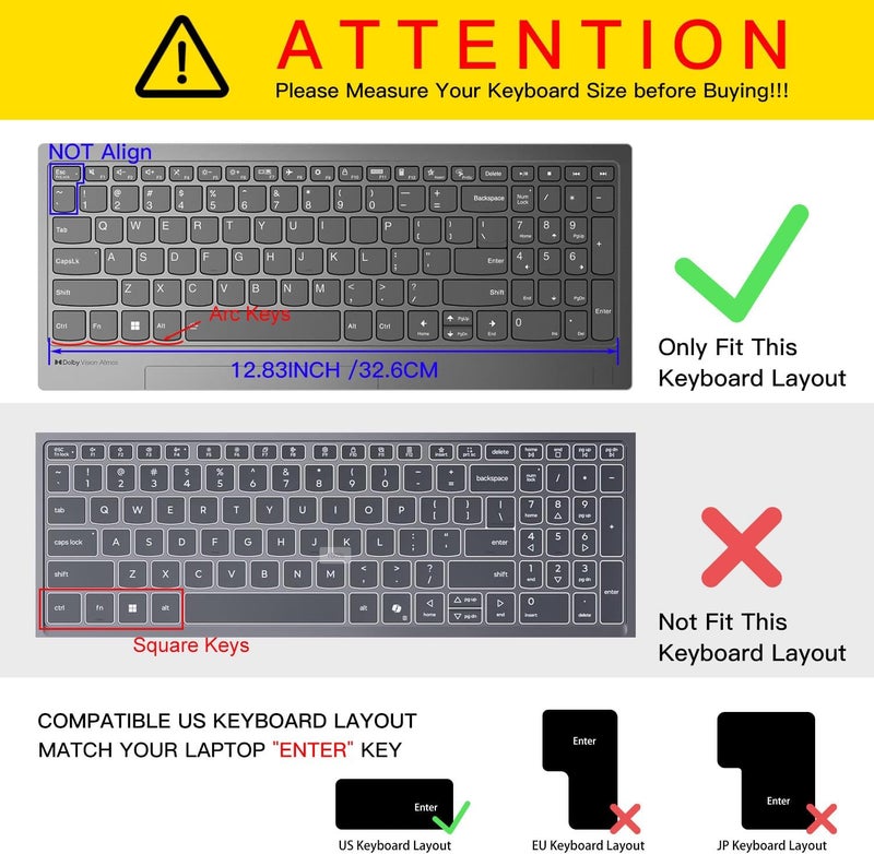 CaseBuy غطاء لوحة مفاتيح ملون لجهاز Lenovo Yoga 7i 15.6 16" 2024 2023 / Lenovo ideaPad 1 1i/ideaPad 3 3i 5 5i 15.6, IdeaPad Flex 5 5i 15.6 16, ideaPad Slim 7 15.6, ThinkBook 15 G2 G3 15p - قوس قزح - Image 2