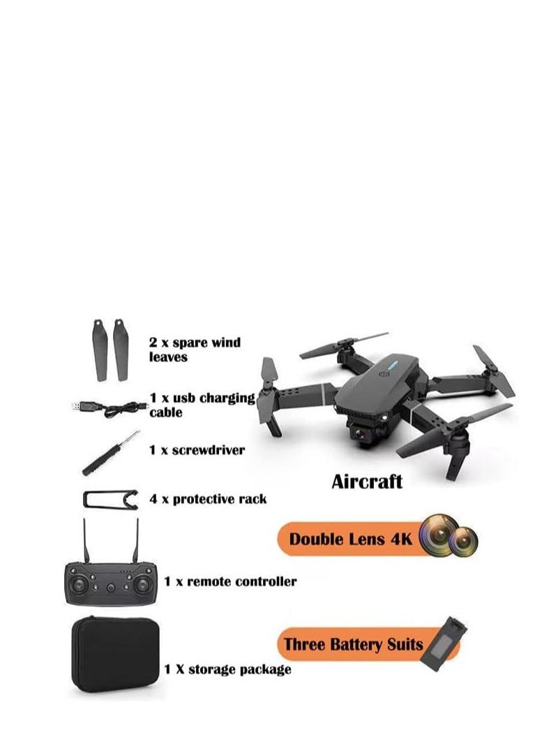 JAJEEK "E88E525 Mini Drone with Dual Camera 4K HD WiFi FPV Remote Control Foldable, Black – Ultra-Portable Drone with High-Quality Aerial Shots, 360° Flip, Long Battery Life & Smart Features for Beginners and Professionals in UAE" - Image 2