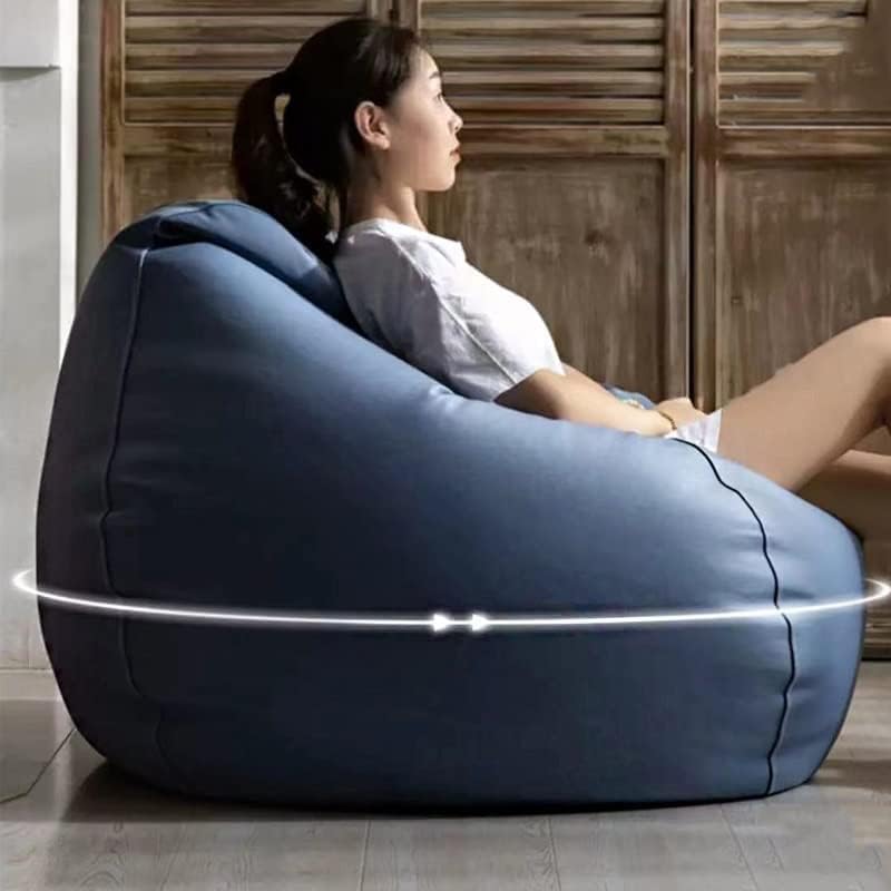 LEXAVI Brand - 5Xl Imported Soft Oxford Leather Bean Bag With Rectangular Extra Comfortable Footrest & Comfy Cushion With Beans Filled I Bean Bag Chair (Ready To Use) Color- (Xxxxxl- Navy Blue) - Image 5