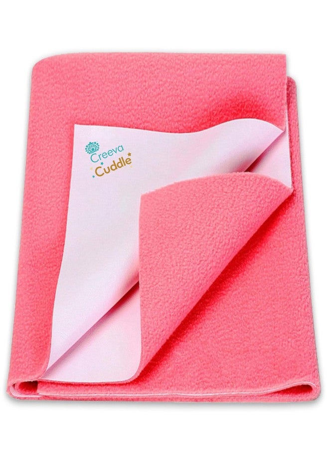 Creeva Cuddle Baby Bed Protector - Waterproof Fleece Dry Sheet, Soft & Washable Bed Mat (140 cm x 100 cm, Coral) - Image 1
