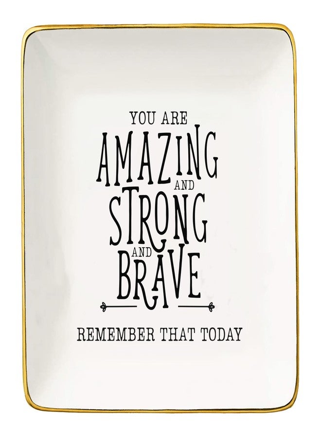 Topthink You Are Amazing and Strong - Inspirational Thank You Gifts for Women- Ceramic Jewelry Holder Ring Dish Trinket Tray - Image 1