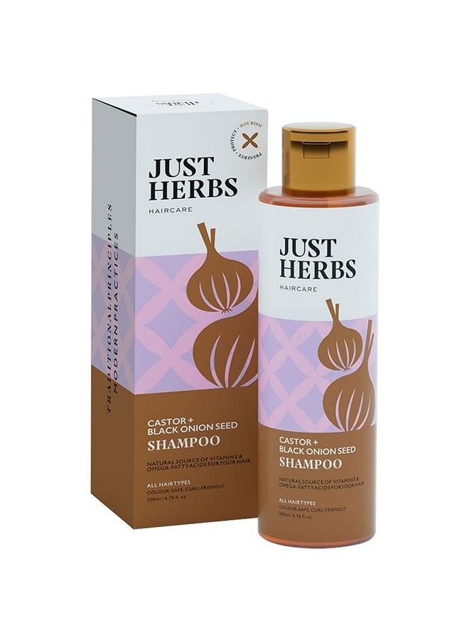 Just Herbs Castor And Black Onion Seed Sulfate Free Shampoo Reduce Hairfallhair Loss For Dry And Frizzy Normal Hair Types Men & Women 200Ml  - Image 2