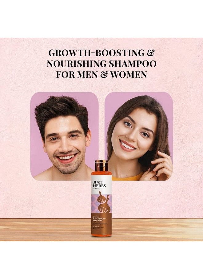 Just Herbs Castor And Black Onion Seed Sulfate Free Shampoo Reduce Hairfallhair Loss For Dry And Frizzy Normal Hair Types Men & Women 200Ml  - Image 5