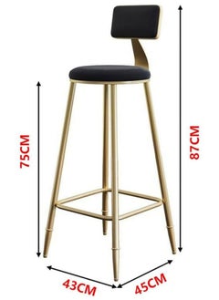 Generic Bar Stool, Chair Footrest High Stool with Backs, Upholstered Counter Height Stools Bar Chairs for Kitchen, Pub, Breakfast Stool, with Metal Legs  - Image 4