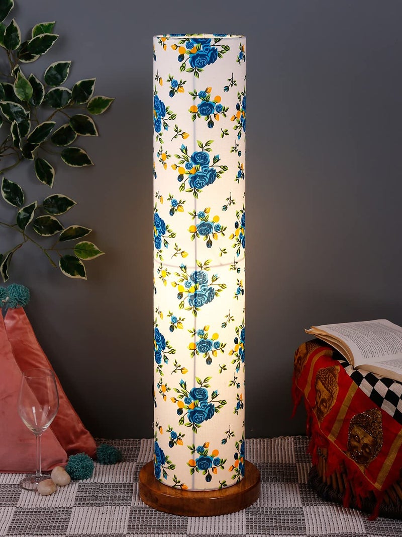 AMDHOME Multicolor Round Cotton Shade Floor lamp with Wood Base Multicolor Cotton 26 - Image 1