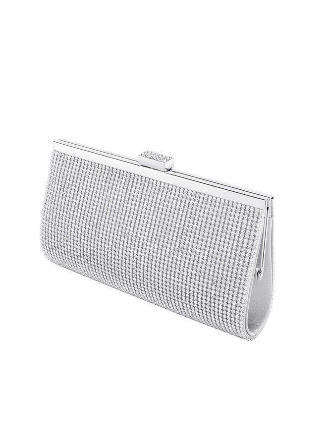 FALETO Rhinestone Clutch Purses For Women Evening Party Bags Sparkly Silver Purse Bling Wedding Clutch Glitter Wristlet Wallet Envelop Clutch Crossbody Shoulder Bag Mini Club Purse With Detachable Chain  - Image 3