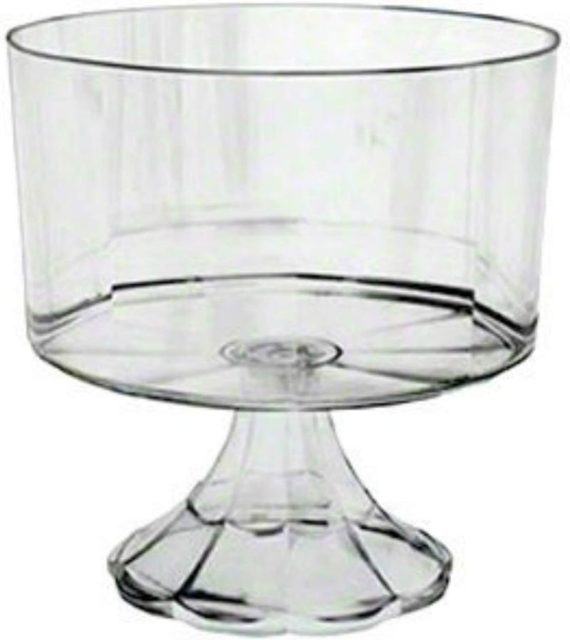 ESSENTIALS Clear Plastic Elegant Pedestal Trifle Bowl 120 Oz - Image 1