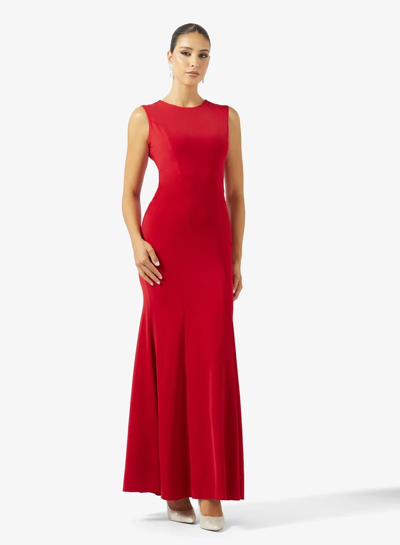 Akadia Fashion  Caped Crimson Gown Dress for Women | Best Price UAE