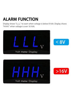 KASTWAVE 12V Car Digital Voltmeter Gauge, Battery Voltage Mete, Waterproof LED Display Motorcycle Voltmeter Power Energy Volt Meter Gauge for Trailer Camper Boat Marine Vehicle Caravan Car Battery Voltage  - Image 3