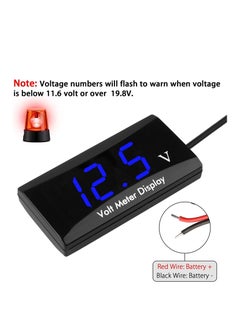 KASTWAVE 12V Car Digital Voltmeter Gauge, Battery Voltage Mete, Waterproof LED Display Motorcycle Voltmeter Power Energy Volt Meter Gauge for Trailer Camper Boat Marine Vehicle Caravan Car Battery Voltage  - Image 2