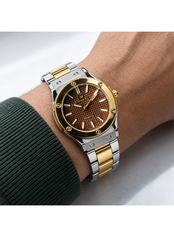 IMPERIAL Women's 2 Tone Rose Gold & Silver Stainless Steel Watch, Brown Dial, Y121 Movement, Butterfly Clasp, 3ATM Watch for Women | IMP.GD6637L7545 - Image 5