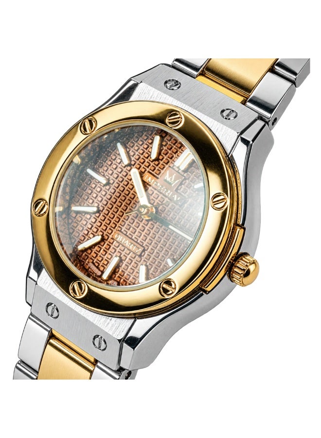 IMPERIAL Women's 2 Tone Rose Gold & Silver Stainless Steel Watch, Brown Dial, Y121 Movement, Butterfly Clasp, 3ATM Watch for Women | IMP.GD6637L7545 - Image 3