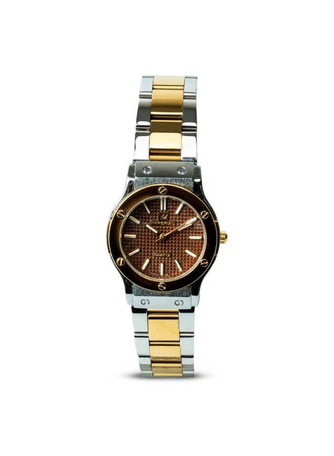 IMPERIAL Women's 2 Tone Rose Gold & Silver Stainless Steel Watch, Brown Dial, Y121 Movement, Butterfly Clasp, 3ATM Watch for Women | IMP.GD6637L7545 - Image 1