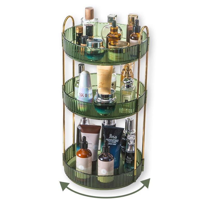 Asayuee 360 Rotating Perfume Organizer3 Tier Large Capacity Make Up Organizers and StorageMakeup Organizer for BathroomCosmetic Perfume Stand Holder Green3 Tier