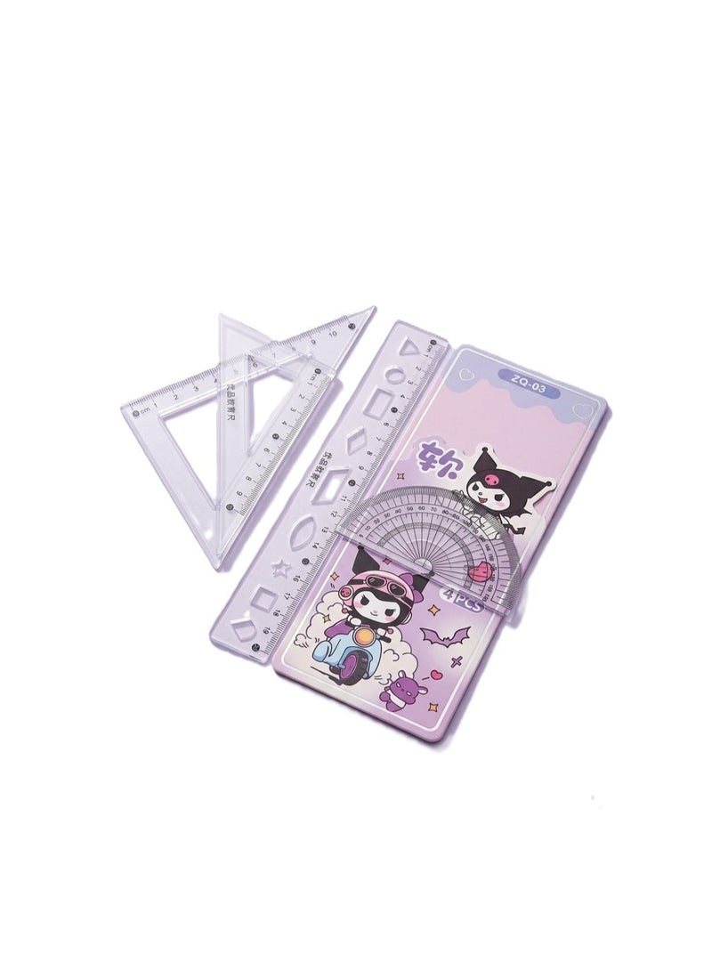 ARCO STORE Kuromi Geometric Tool Set, 4 Pieces, Plastic, for Students - Image 2
