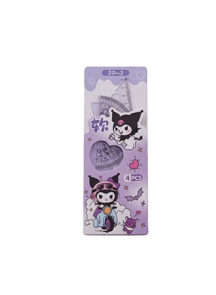 ARCO STORE Kuromi Geometric Tool Set, 4 Pieces, Plastic, for Students - Image 1