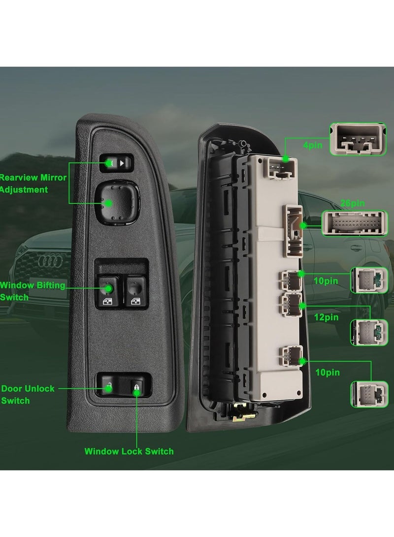 TLAXCA 15883318 Master Power Window Switch  Bezel Assembly for 2003-2007 Chevrolet Silverado 1500 2500 3500 HD Classic, GMC Sierra 1500 2500 3500 HD Classic Window Master Switch  Panel Assembly DWS-226 - Image 4
