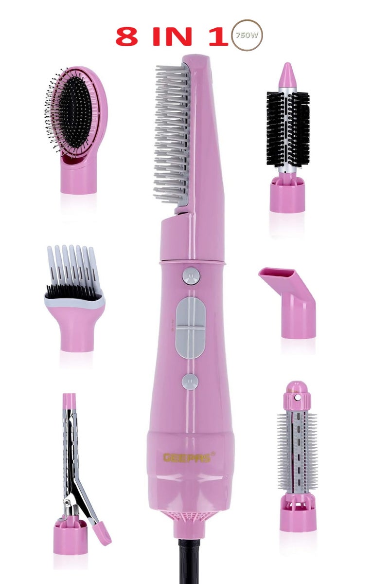 جيباس مصفف الشعر 8 في 1 من جيباس، مُفرّغ، مصفف ومُكثّف للشعر - الكل في واحد بقدرة 750 واط هو الحل المثالي لكل من يبحث عن جهاز شامل ومتكامل للحصول على إطلالات شعر متنوعة بسهولة وراحة GH731 - Image 1