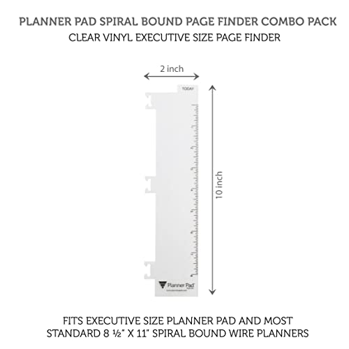 Planner Pad Spiral Bound Page Finder Combo Pack, Executive Size, Clear Vinyl, 2” x 10” - Image 2