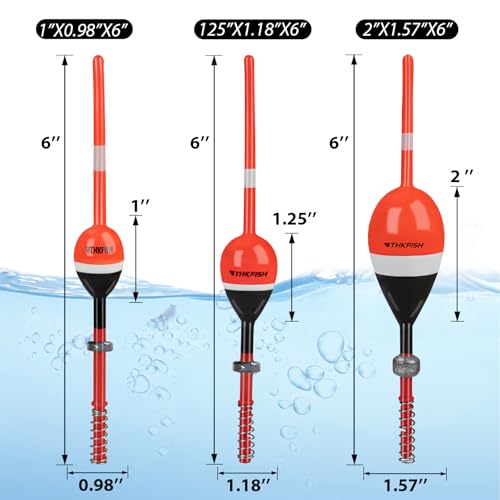 THKFISH Fishing Floats and Bobbers Balsa Wood Floats Spring Bobbers with Oval Slip Bobbers for Crappie Panfish Walleyes Fixed Bobber 1"X0.7"X6" 5pcs - Image 4