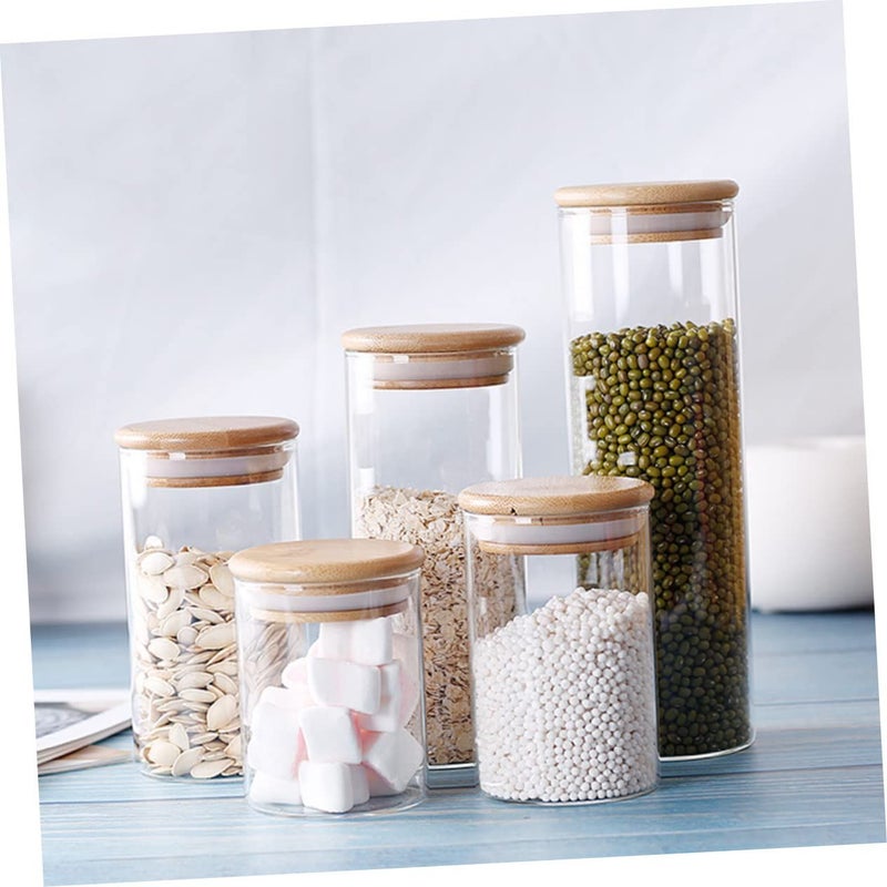 550ml Airtight Glass Storage Jar with Bamboo Lid for Tea Cereal Pantry - Image 4