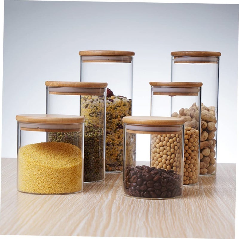 550ml Airtight Glass Storage Jar with Bamboo Lid for Tea Cereal Pantry - Image 5