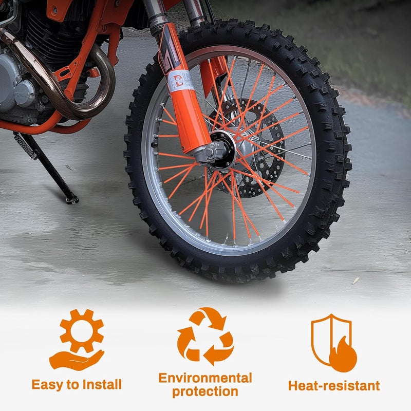 HHLUPUP Universal Bike Spoke Covers - 72Pcs Motorcycle Wheel Spoke Wraps Pipe Trim Decoration Protector Spokes for Bikes Dirt Bike - Image 3