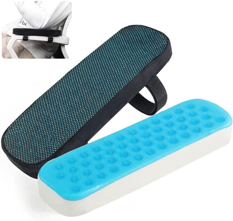 سيوسي وسائد مسند الذراع من إسفنج الذاكرة، وسائد مسند ذراع كرسي المكتب مع جل تبريد، أغطية مسند ذراع الكرسي المتحرك، وسائد ذراع كرسي الألعاب، أغطية ذراع كرسي الكمبيوتر، وسادة مرفق كرسي المكتب (عبوة من قطعتين) - Image 1