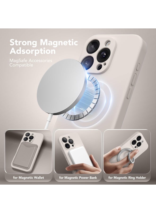 SUYDANBOX Magnetic for iPhone 16 Pro Case, Compatible with MagSafe, [Full Camera Protection][Screen Protector] Silicone Shockproof Protective Phone Case for iPhone 16 Pro 6.3", Off White - Image 2