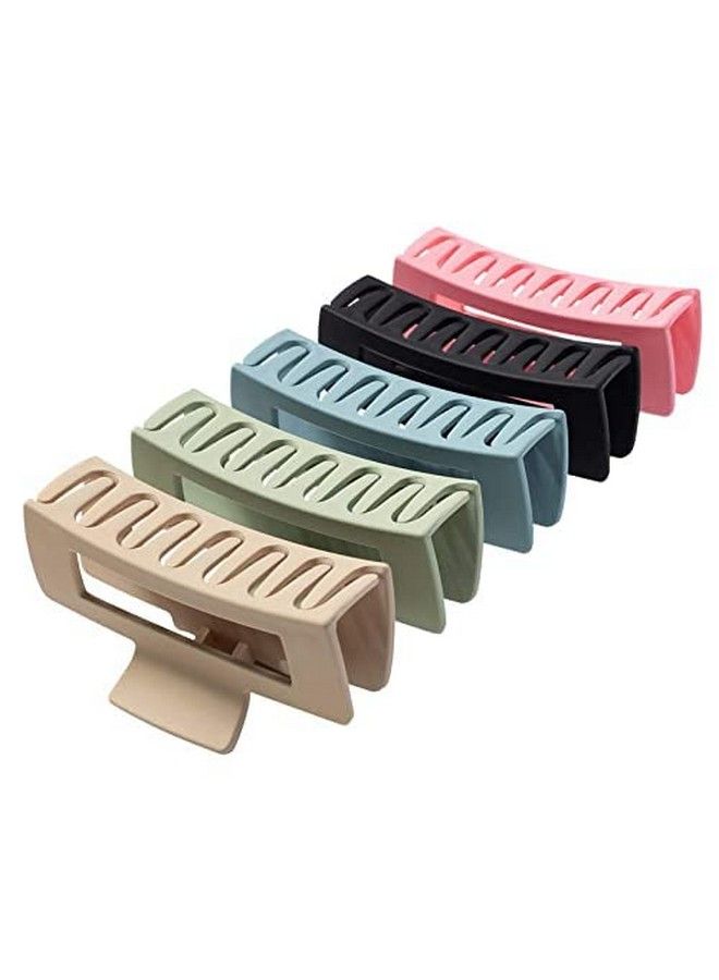 Pactiv Hair Claw Clips 5Pcs Strong Hold Rectangle Claw Hair Clips Bright Color Hair Jaw Clamp Nonslip Catch Hair Styling Accessories For Women Girls - Image 2